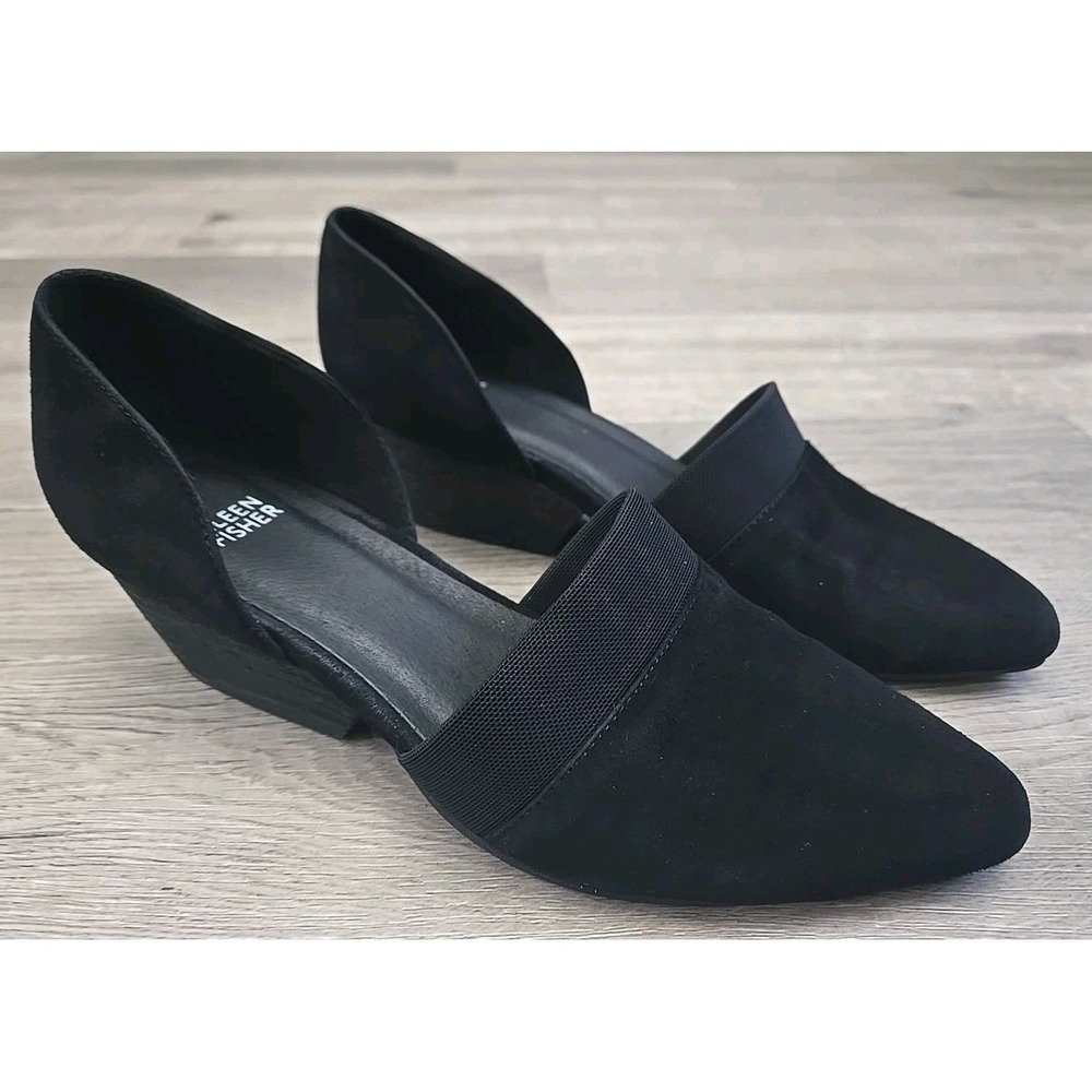 Eileen Fisher Hilly Wedge D'orsay Pump Women's Black Suede Slip-On Heels Sz 9.5 - Picture 1 of 5